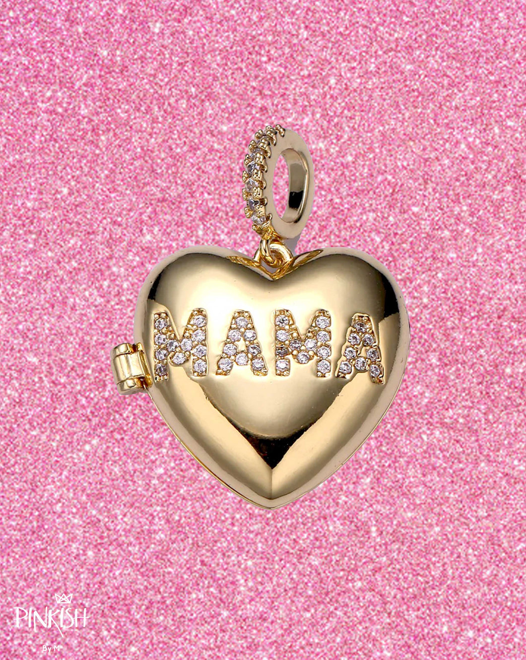 Mama gold heart locket pendant necklace gift for mom mothers