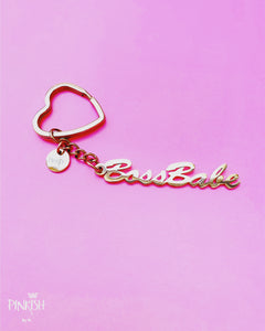 Cute Keychain Rose Gold Silver Boss babe Stainless Steel  Jewelry