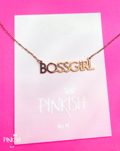 ROSE GOLD Stainless Steel BossGirl Necklace Girl Boss Jewelry