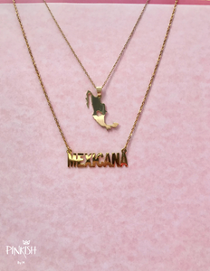 14K Stainless Steel Country Mexico Dainty Pendant Necklace