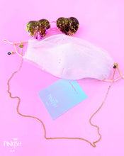 Load image into Gallery viewer, alt=&quot;Cute Facemask sunglasses necklace chain holder gold&quot;