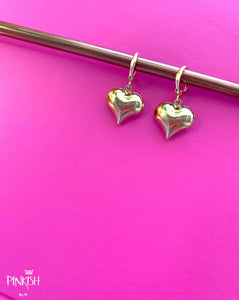Love Heart Gold Filled Huggie Pendant Earrings