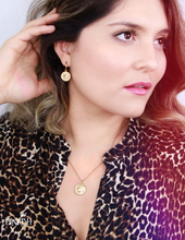 Load image into Gallery viewer, Golden Coin Huggies Earrings Little Hoops Stainless Steel