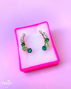 Green Ombre Ear Crawler Earrings