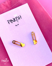 Load image into Gallery viewer, Heart Safety Pin Stud Earrings