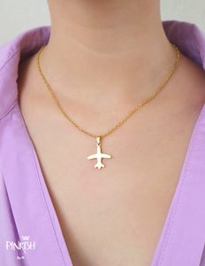 Jet Set Airplane Stainless Steel Necklace Dainty Pendant