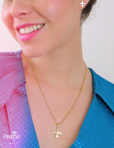 Jet Set Airplane Stainless Steel Necklace Dainty Pendant