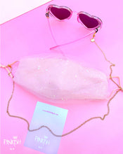 Load image into Gallery viewer, Facemask sunglasses convertible chain holder gold