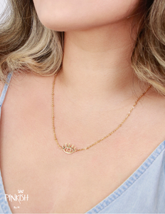 Stainless steel gold plated turkish evil eye necklace
