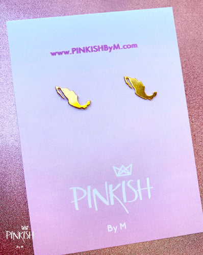 Gold Mexico Map Stud Earrings
