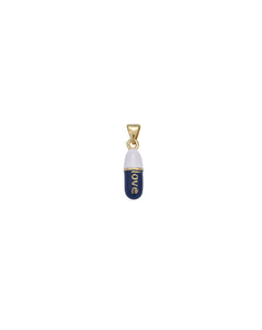 alt="Navy-Blue-Love-Pill-Pendant-Enamel-Charm-Gold-Filled-Necklace"