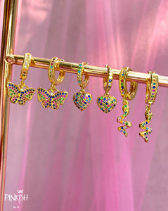 Colorful Stainless Steel hypoallergenic earrings snake butterfly hearts
