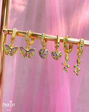 Load image into Gallery viewer, Colorful Gold Small Huggie Earrings