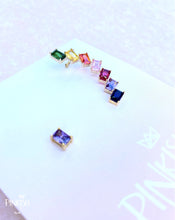 Load image into Gallery viewer, Crawler Cuff Stud Rainbow Colorful Crystals Gold Plated Earring Jewelry