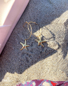 Gold Starfish textured hoops hypoallergenic earrings tarnish free jewelry 