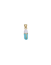 Load image into Gallery viewer, alt=&quot;Teal-Baby-Blue-Love-Pill-Pendant-Enamel-Charm-Gold-Filled-Necklace&quot;