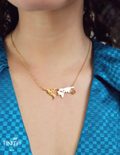 Load image into Gallery viewer, Gold Wanderlust Continents Map Necklace Pendant Stainless Steel