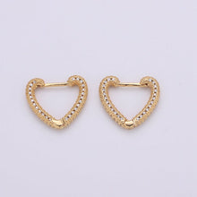 Load image into Gallery viewer, Micro Pave Heart Hoop Earrings
