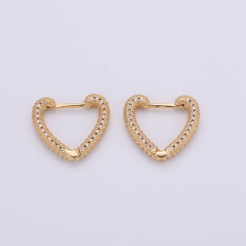 Micro Pave Heart Hoop Earrings