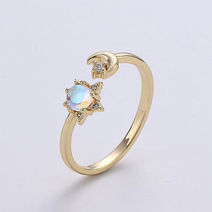 Crescent Moon Ring, Dainty Moon Ring, Adjustable Ring, Minimalist Moon Ring, Minimalist Ring, Gold Open Ring, Celestial Jewelry