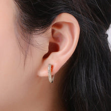 Load image into Gallery viewer, Micro Pave Heart Hoop Earrings