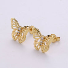 Load image into Gallery viewer, Dainty butterfly stud earrings in gold Small butterfly studs, mini butterfly earrings, Animal Jewelry Lover Insect minimalist earrings