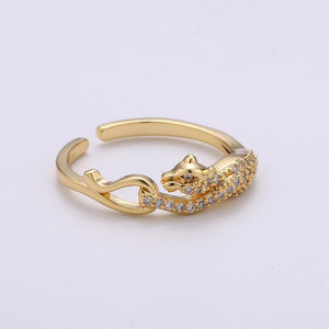 Panther ring, Cat ring, dainty ring, spiral Panther ring, gold ring, wrap ring, Leopard gold ring, vintage jewelry CZ Micro Pave Ring