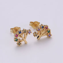 Load image into Gallery viewer, Tree Stud Earrings Natural Life Earrings  Boho Jewelry  Dainty Gold Tree of Life Earrings • Stud Earrings Gift for Her  Cute Earrings