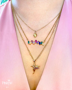 Spring Gold Colorful Necklaces 14kt Plated Hummingbird Rainbow Strawberry Dainty Cute Jewelry