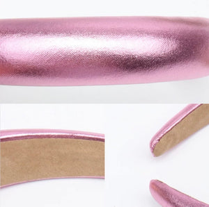 Oversized Metallic PU Leather Padded Rockstar Headbands