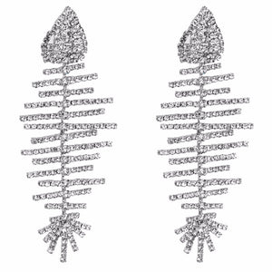 Xtra Long Shiny Fishbone Drop Earrings