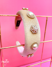 Load image into Gallery viewer, Oversized Velvet Padded Pearl &amp; Diamonds Headbands