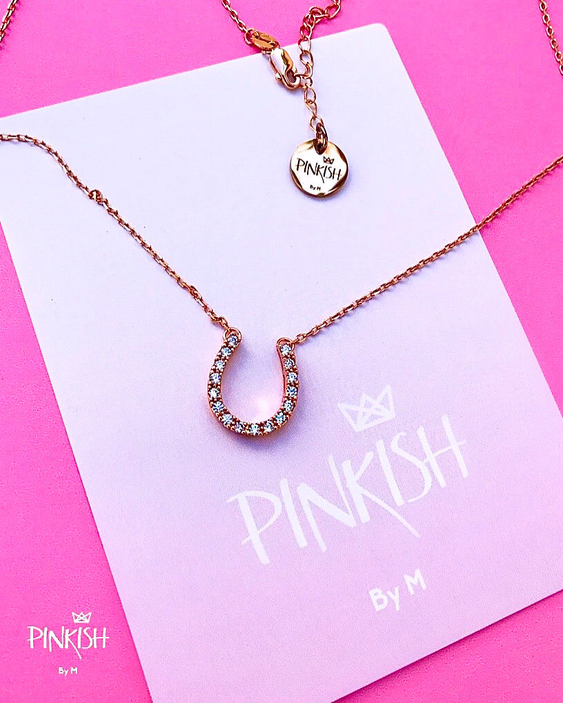 Sterling Silver Rose Gold Horseshoe Necklace