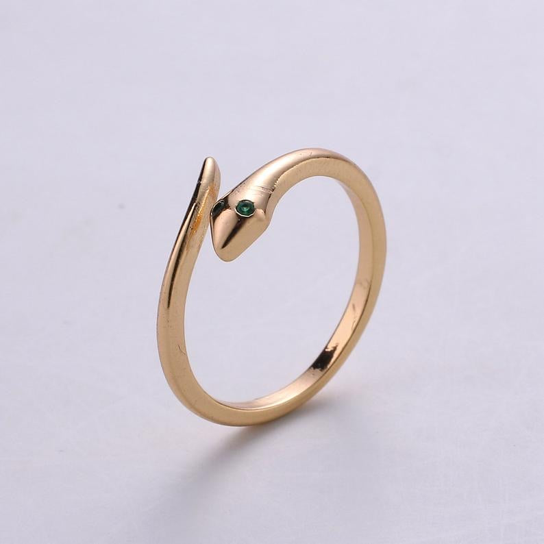 Gold Snake Ring with Emerald Eyes at 1stDibs