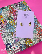 Load image into Gallery viewer, Gold Stainless Steel Ready to Fly Luggage &amp; Airplane Studs Travel Wanderlust Jewelry
