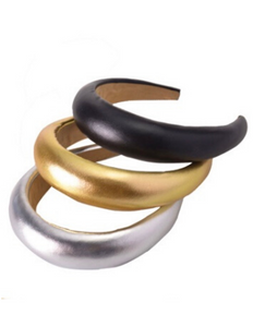 Oversized Metallic PU Leather Padded Rockstar Headbands