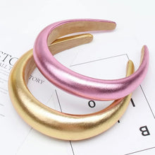 Load image into Gallery viewer, Oversized Metallic PU Leather Padded Rockstar Headbands