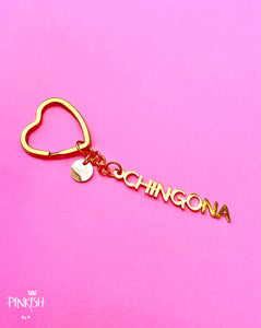 Cute Keychains Gold Silver CHINGONA Stainless Steel Jewelry BadAss in Spanish