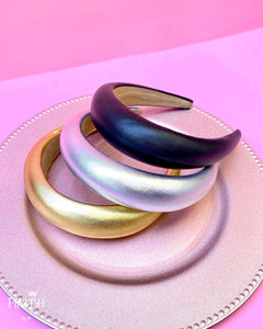 Oversized Metallic PU Leather Padded Rockstar Headbands