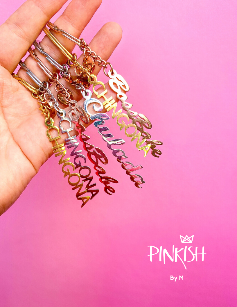 Gift Cute Keychain Rose Gold Silver Chingona Boss babe Chulada Stainless Steel 