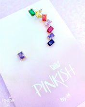 Load image into Gallery viewer, Colurful Ear Crawler Cuff Earring Cubic Zirconia Rainbow Crystals Gold Plated