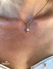 Load image into Gallery viewer, alt=&quot;Gold Diamonds Pave Dainty Skull Pendant Necklace Dia de Muertos&quot;