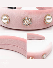 Load image into Gallery viewer, Oversized Velvet Padded Pearl &amp; Diamonds Headbands