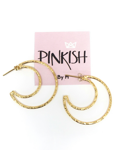 18K Gold Plated Cut Out Crescent Moon Hoop Earrings