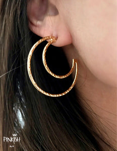 18K Gold Plated Cut Out Crescent Moon Hoop Earrings