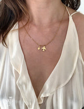 Load image into Gallery viewer, 18k Gold Plated Stainless Steel Airplane Luggage Travel Wanderlust Necklace