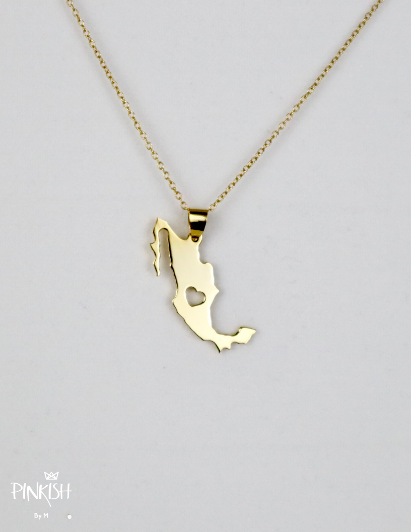 14Kt Gold Plate Country Mexico Dainty Pendant Necklace Jewelry