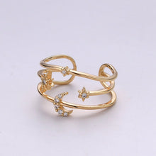 Load image into Gallery viewer, Moon Rings For Women Stars Celestial Gold Ring Celestial Ring Statement Ring Bridesmaid Gift Moon Star Galaxy Jewelry Gift for Her