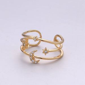 Moon Rings For Women Stars Celestial Gold Ring Celestial Ring Statement Ring Bridesmaid Gift Moon Star Galaxy Jewelry Gift for Her